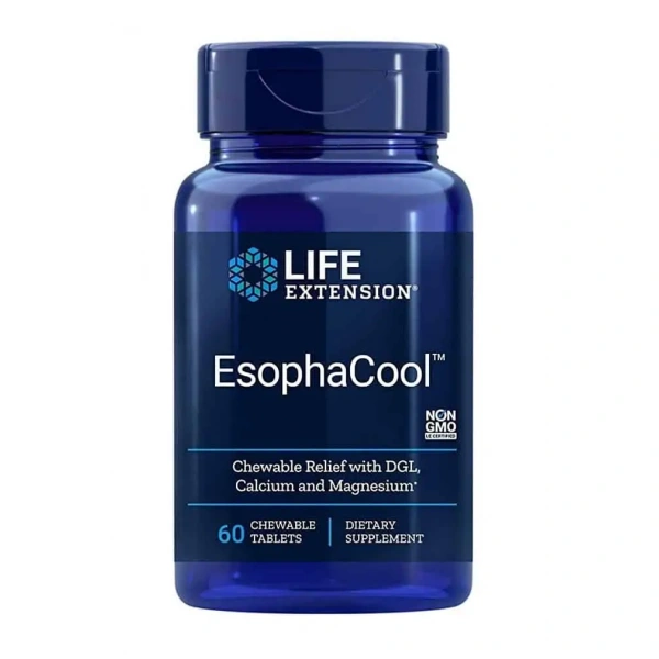 LIFE EXTENSION EsophaCool (Trawienie, Wsparcie błony przełyku) 60 Tabletek do żucia