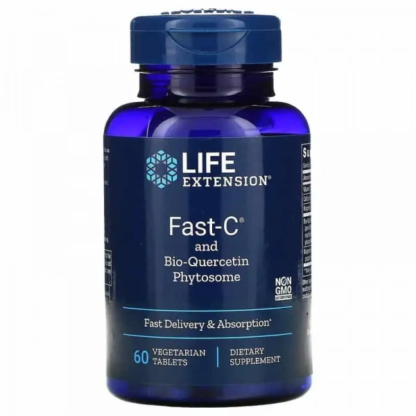 LIFE EXTENSION Fast-C and Bio-Quercetin Phytosome (Vitamin C) 60 Vegetarian Tablets