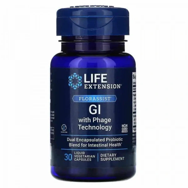 LIFE EXTENSION Florassist GI with Phage Technology (Intestinal Support) 30 Vegetarian Liquid Capsules