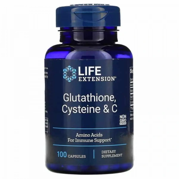LIFE EXTENSION Glutathione Cysteine & C (Ochrona komórkowa) 100 Kapsułek wegetariańskich