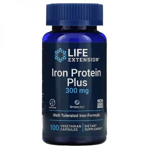 LIFE EXTENSION Iron Protein Plus (Żelazo) 100 Kapsułek wegetariańskich