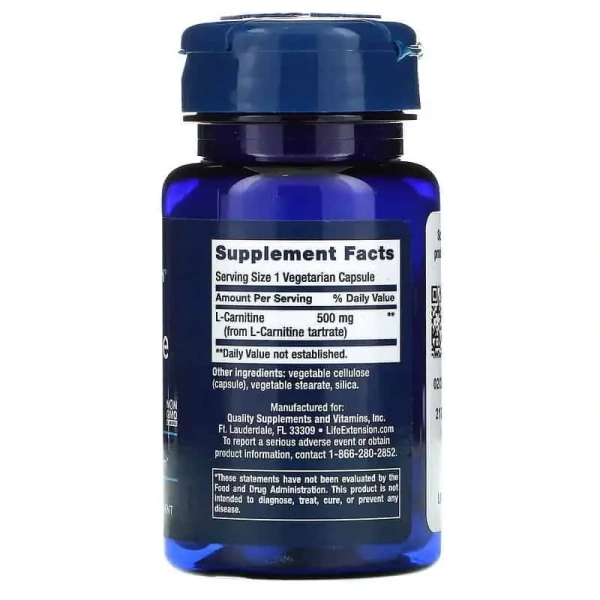 LIFE EXTENSION L-Carnitine (Cellular Energy Metabolism) 30 Capsules