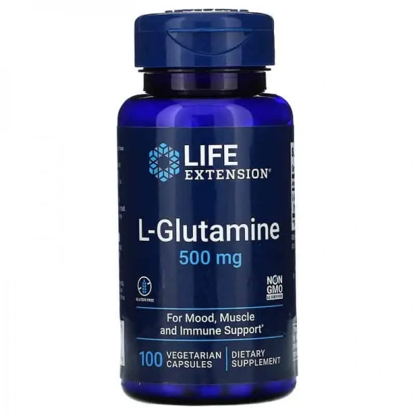 LIFE EXTENSION L-Glutamine (L-Glutamina) 100 Kapsułek wegetariańskich
