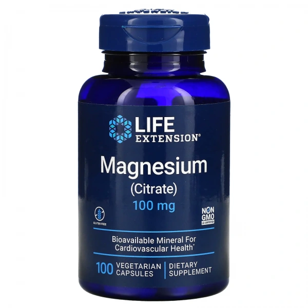 LIFE EXTENSION Magnesium Citrate (Cytrynian magnezu) 100 Kapsułek wegetariańskich