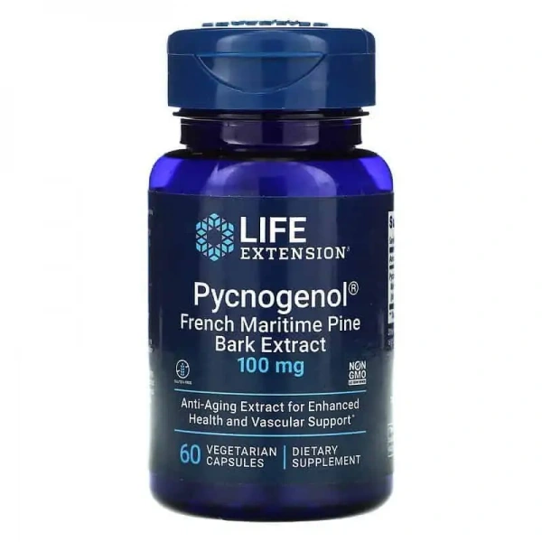 LIFE EXTENSION Pycnogenol French Maritime Pine Bark Extract 60 Vegetarian Capsules
