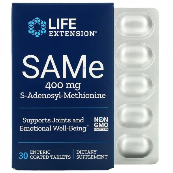 LIFE EXTENSION SAMe S-Adenosyl-Methionine 400mg 30 Enteric Tablets