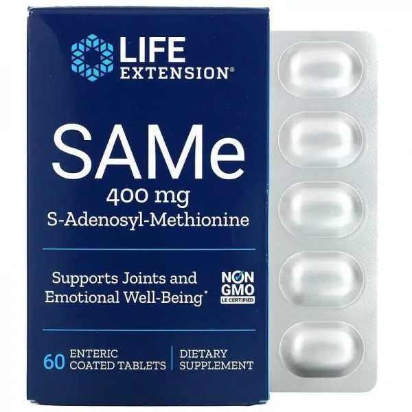 LIFE EXTENSION SAMe S-Adenosyl-Methionine 400mg 60 Enteric Tablets