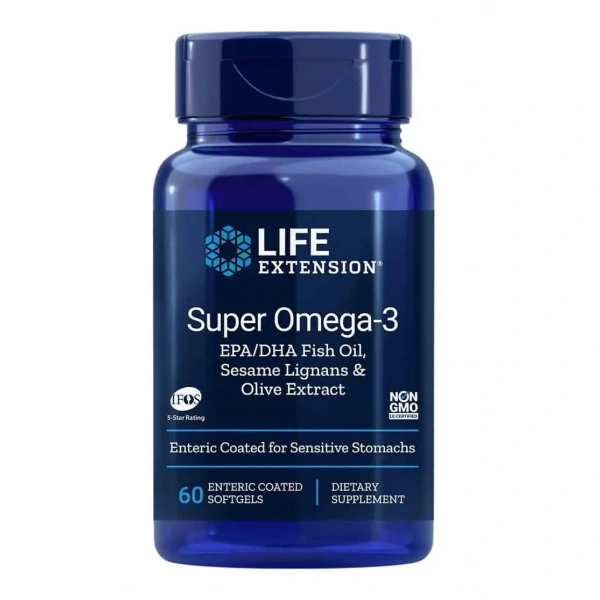 LIFE EXTENSION Super Omega-3 EPA/DHA with Sesame Lignans & Olive Extract (Omega-3 EPA/DHA z Lignanami Sezamowymi i Wyciągiem z Oliwki) 60 kapsułek