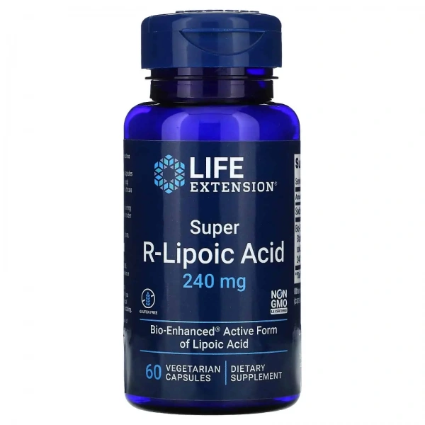LIFE EXTENSION Super R-Lipoic Acid (Kwas R-Liponowy) 60 Kapsułek wegetariańskich