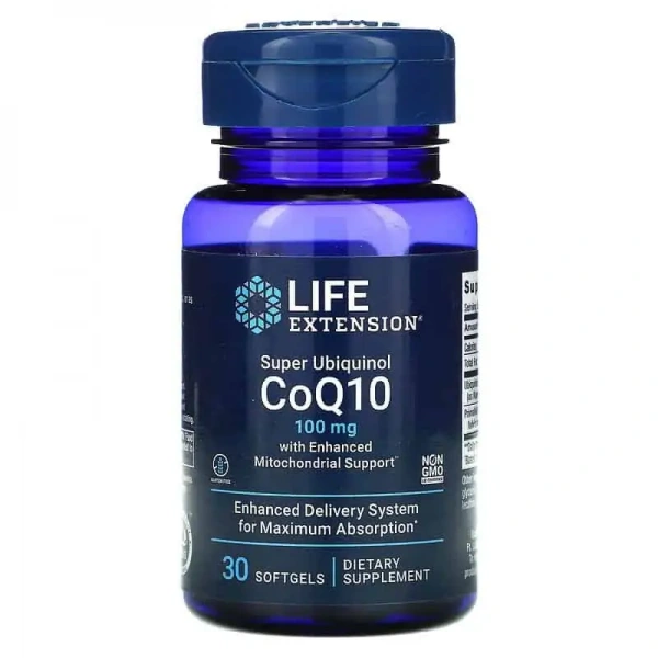 LIFE EXTENSION Super Ubiquinol CoQ10 with Enhanced Mitochondrial Support 100mg 30 Gel Capsules