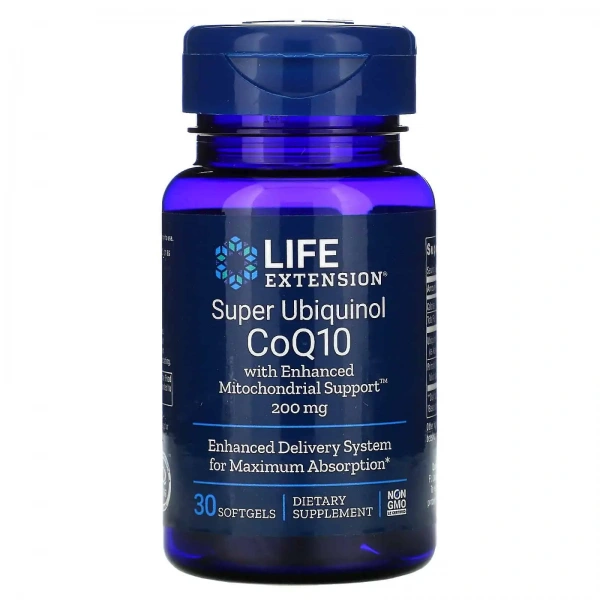 LIFE EXTENSION Super Ubiquinol CoQ10 with Enhanced Mitochondrial Support 200mg 30 Gel Capsules