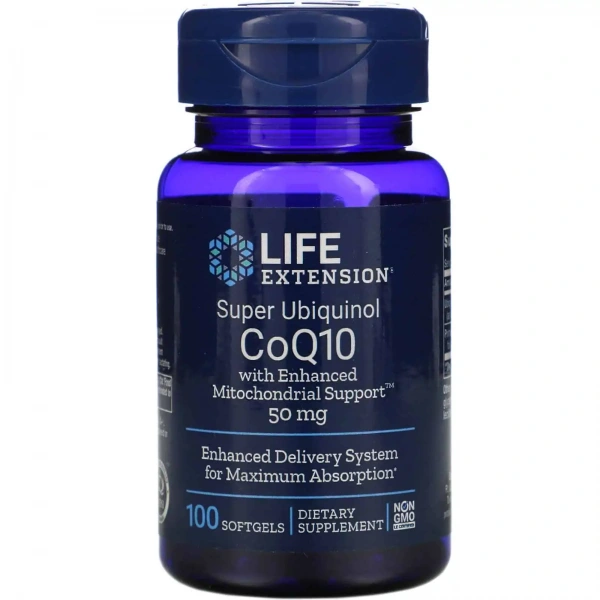 LIFE EXTENSION Super Ubiquinol CoQ10 with Enhanced Mitochondrial Support 50mg 100 Gel Capsules