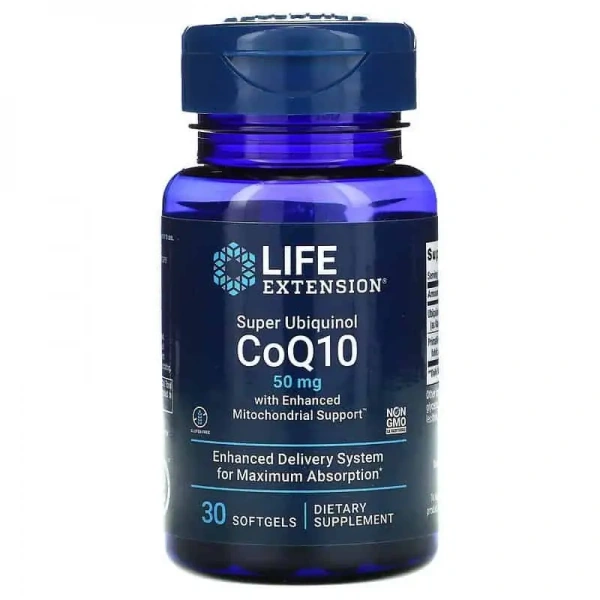 LIFE EXTENSION Super Ubiquinol CoQ10 with Enhanced Mitochondrial Support 50mg 30 Gel Capsules