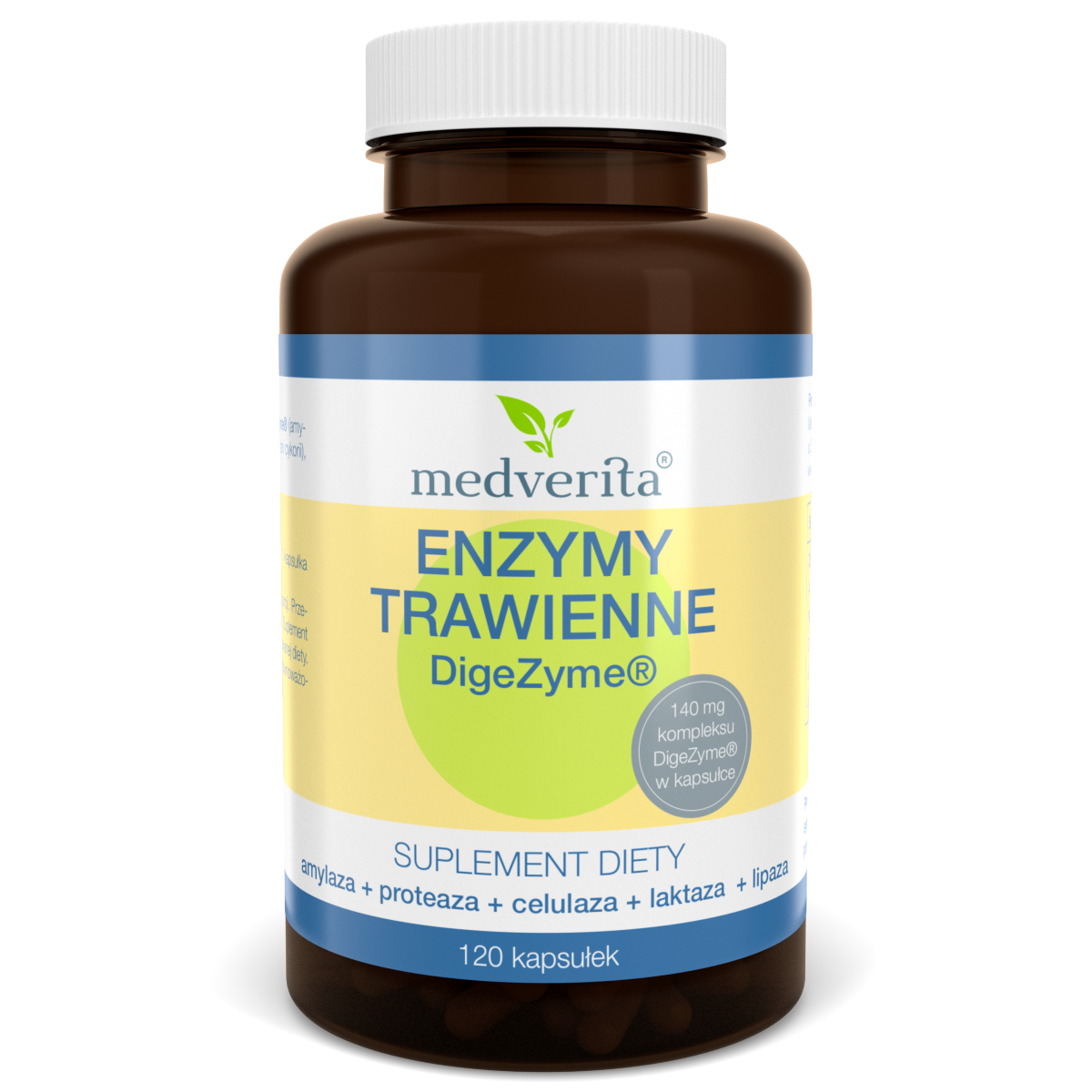MEDVERITA Enzymy trawienne DigeZyme 140mg 120 Kapsułek