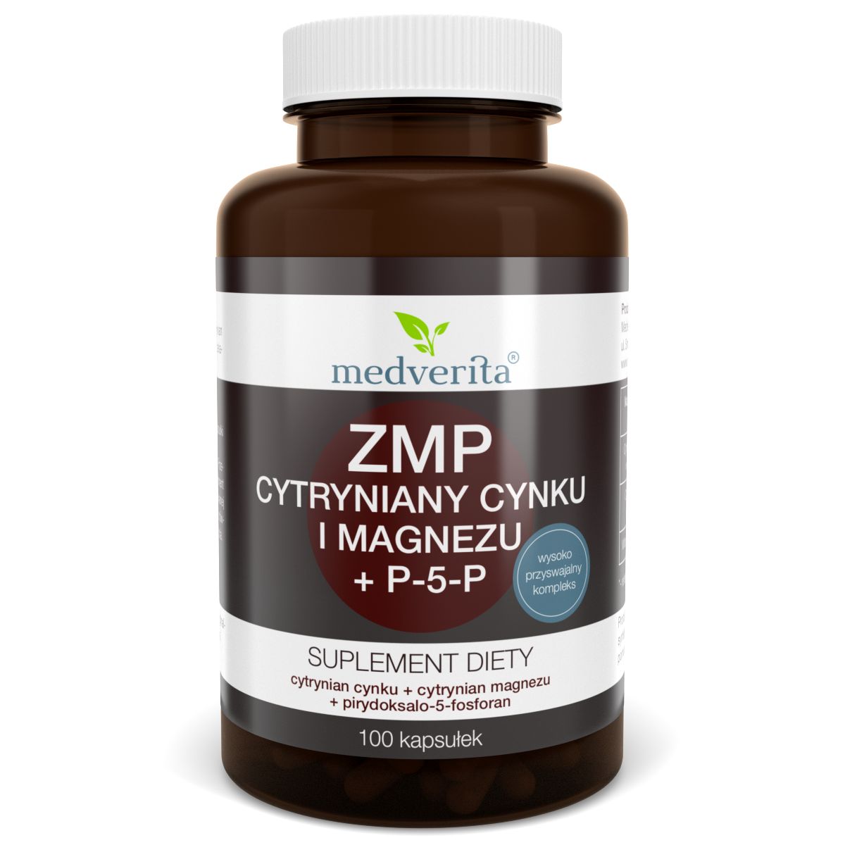 MEDVERITA ZMP Cytryniany Cynku i Magnezu + P-5-P 100 Kapsułek