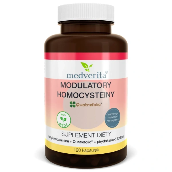MEDVERITA Modulatory homocysteiny (Vitamin B12 + Folate Quatrefolic + P-5-P) 120 Vegan Capsules