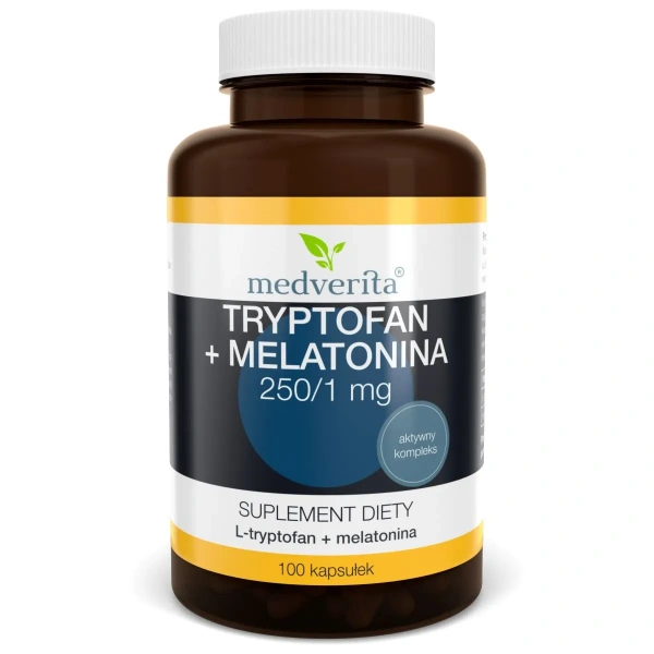 MEDVERITA Tryptofan + Melatonina 250/1mg (Tryptophan + Melatonin) 100 Capsules