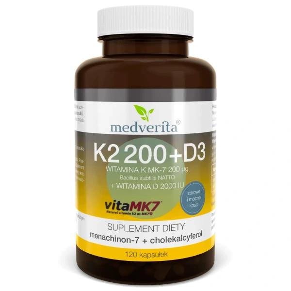 MEDVERITA Vitamin K2 MK-7 100mcg + D3 2000IU 120 capsules