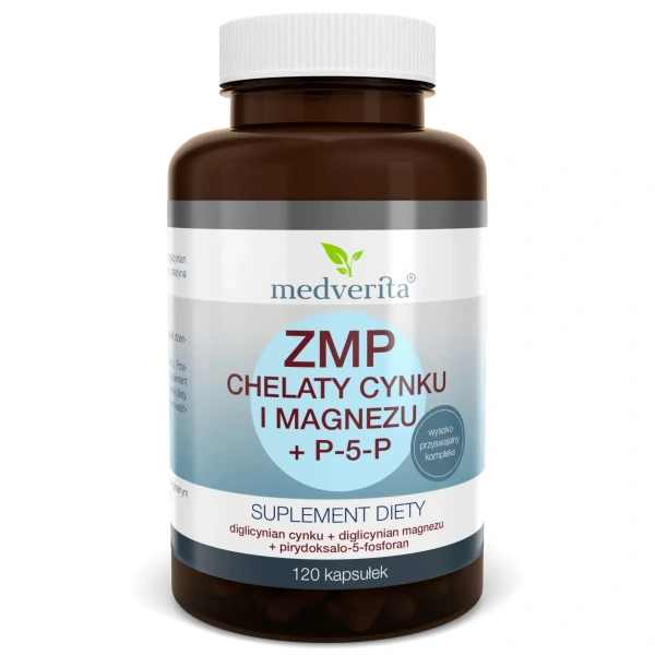 MEDVERITA ZMP chelaty Cynku i Magnezu + P-5-P (Zinc and magnesium chelates + P-5-P) 120 Capsules