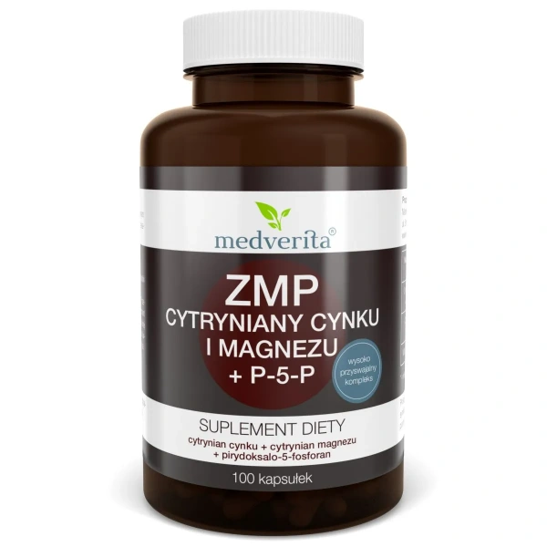 MEDVERITA ZMP Cytryniany Cynku i Magnezu + P-5-P (Zinc and Magnesium Citrates + P-5-P) 100 Capsules