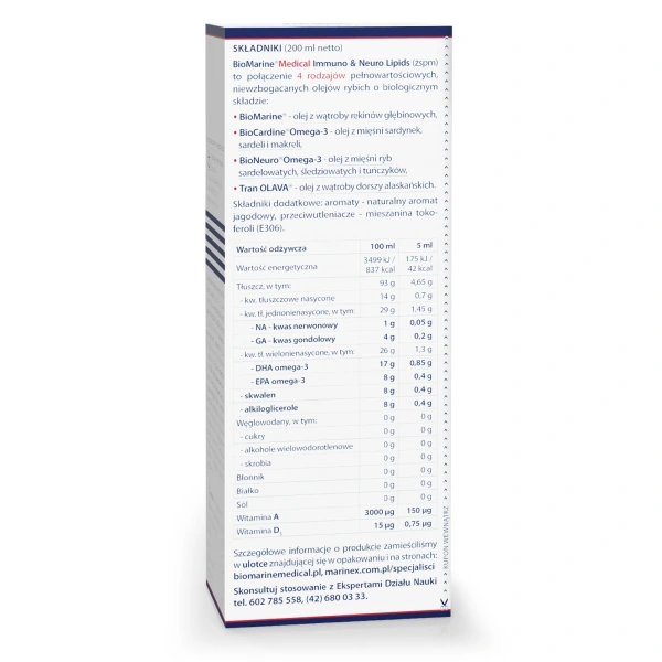 MARINEX BioMarine Medical Immuno Neuro Lipids (EPA, DHA and Omega-3) 3 x 200ml