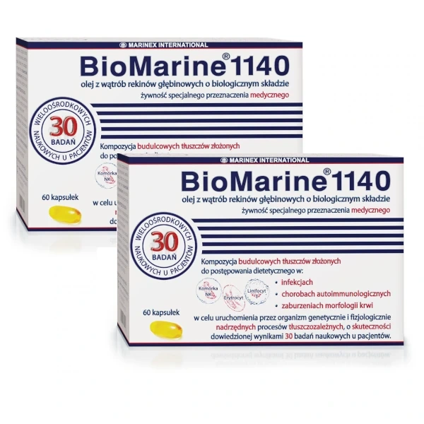 MARINEX BioMarine 1140 (Olej z Wątroby Rekinów Głębinowych) 2 x 60 Kapsułek