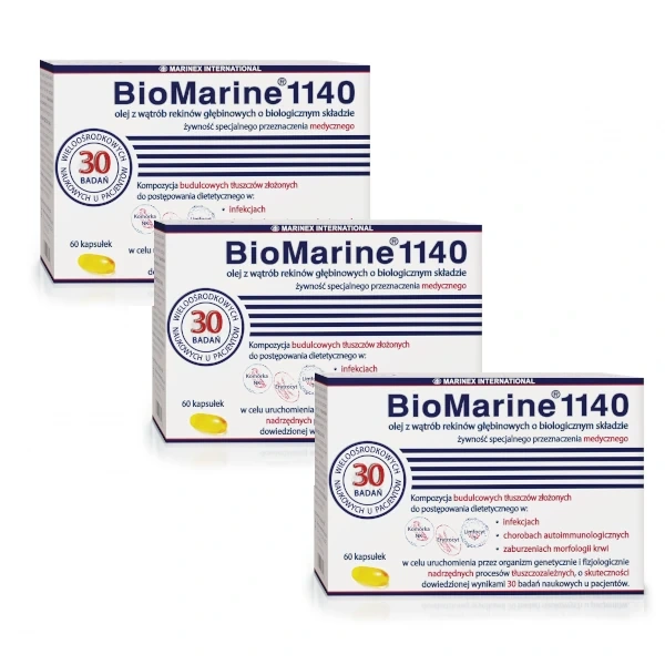 MARINEX BioMarine 1140 (Olej z Wątroby Rekinów Głębinowych) 3 x 60 Kapsułek