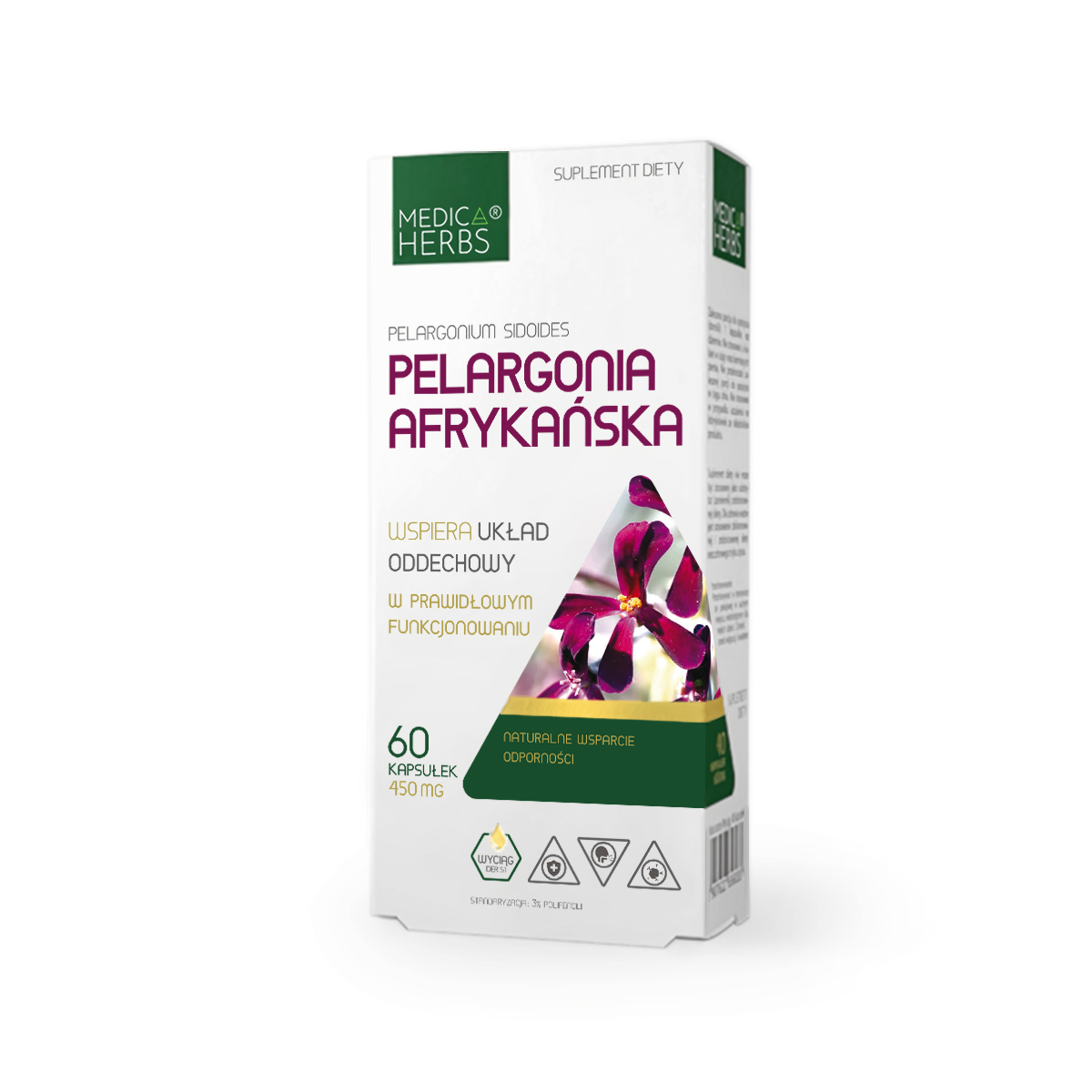 MEDICA HERBS Pelargonia afrykańska (Wsparcie układu oddechowego) 60 Kapsułek