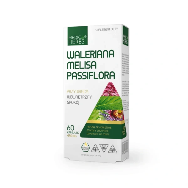 MEDICA HERBS Waleriana Melisa Passiflora 450mg 60 Kapsułek
