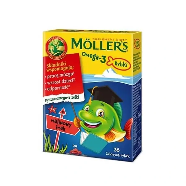 MOLLERS Omega-3 Rybki (EPA, DHA dla Dzieci) 36 Żelków malinowych
