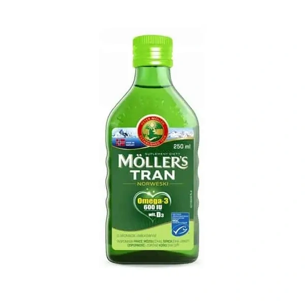 MOLLERS Tran norweski o aromacie jabłkowym (Omega-3 EPA, DHA) 250ml