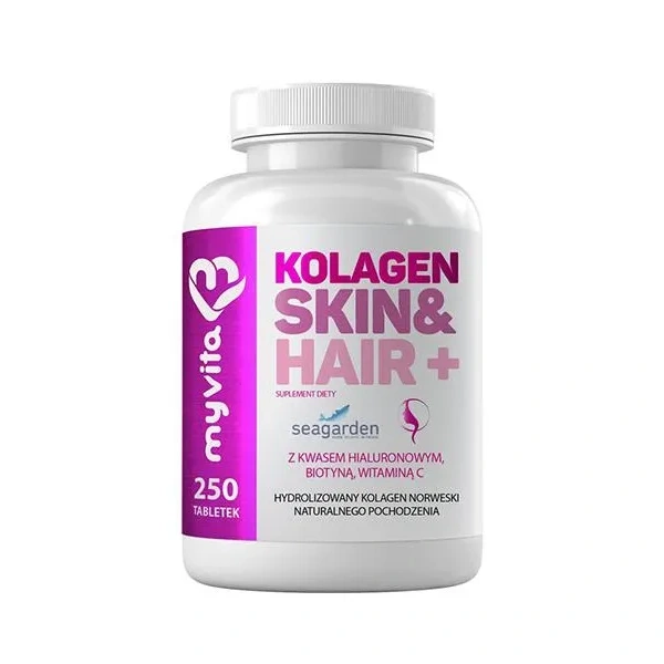 MYVITA Kolagen Skin & Hair (Zdrowie skóry, włosów paznokci, Wsparcie stawów) 250 Tabletek