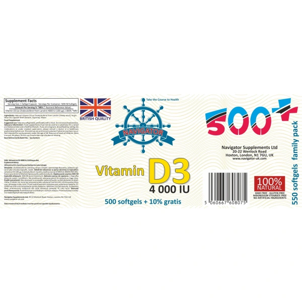 NAVIGATOR Vitamin D3 4,000 IU 550 Softgels