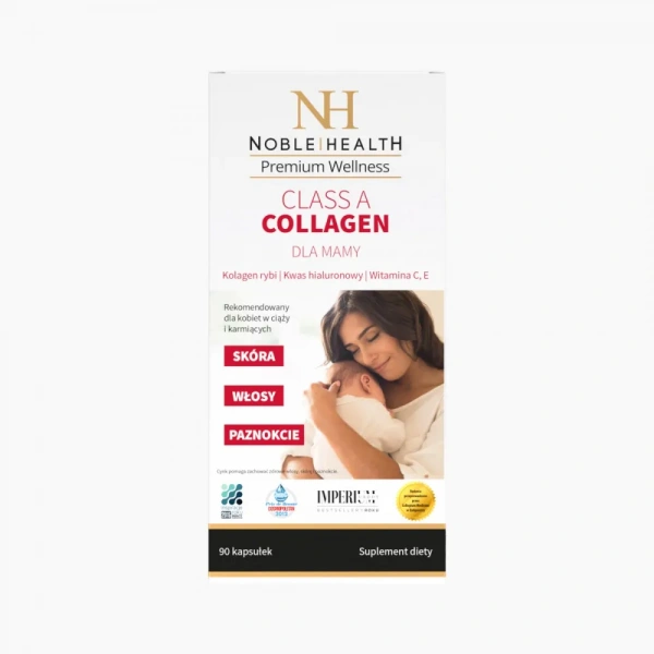 NOBLE HEALTH Class A Collagen dla Mamy (Kolagen rybi, Skóra, włosy, paznokcie) 90 Kapsułek