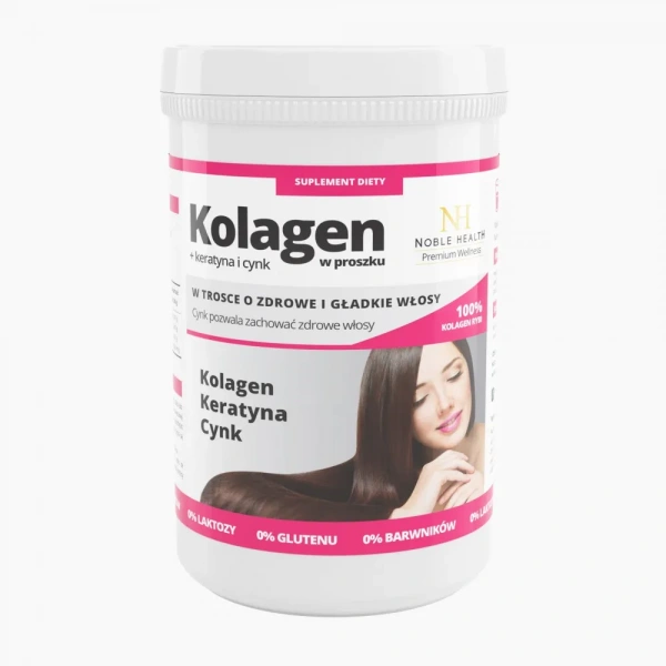 NOBLE HEALTH Kolagen + keratyna i cynk (Zdrowe i gładkie włosy) 100g