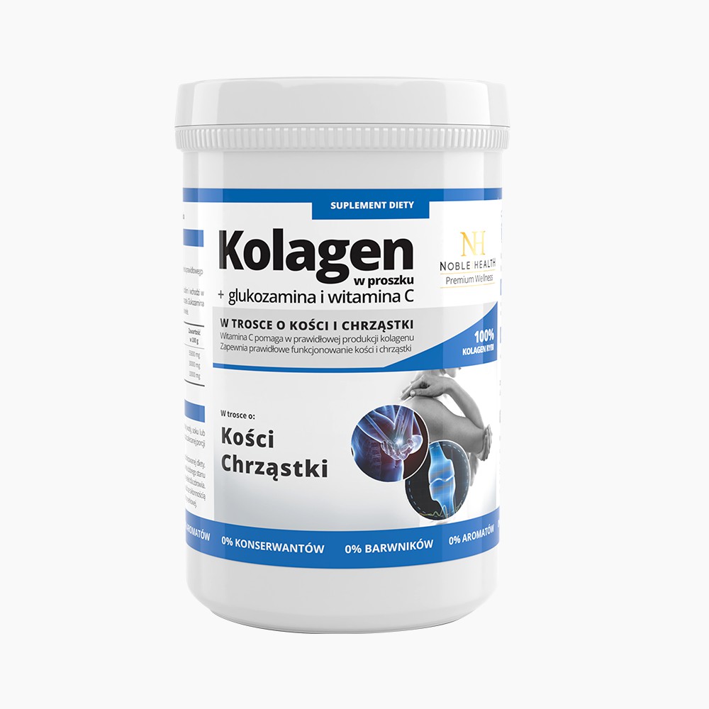 NOBLE HEALTH Kolagen w proszku + Glukozamina i Witamina C 100g