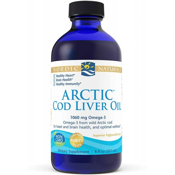 Nordic Naturals Arctic Cod Liver Oil 1060mg (Olej z Wątroby Dorsza)  237ml Bezsmakowy