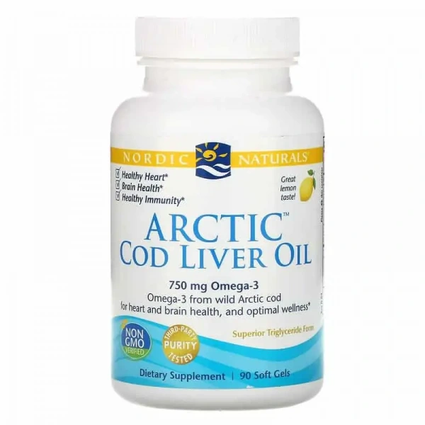 NORDIC NATURALS Arctic Cod Liver Oil (Olej z Wątroby Dorsza) 90 Kapsułek Cytrynowych