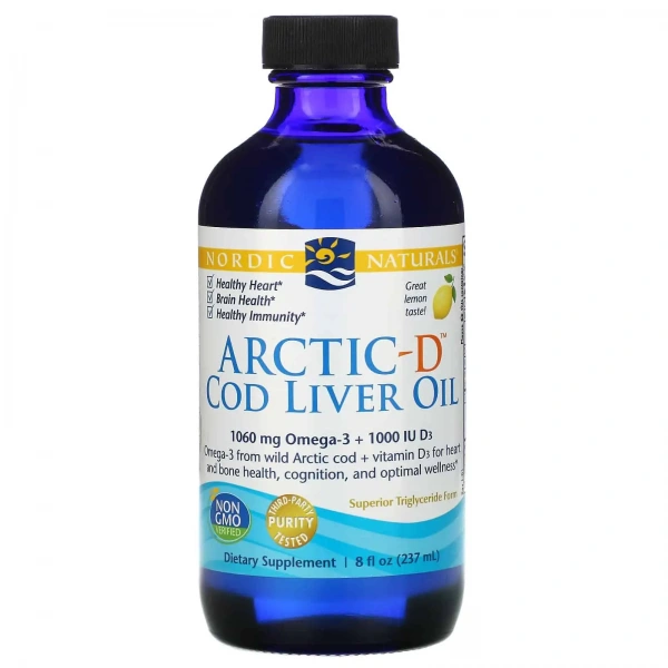 Nordic Naturals Arctic-D Cod Liver Oil (Olej z Wątroby Dorsza) 237ml Cytrynowy