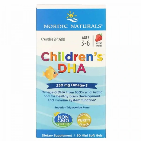 Nordic Naturals Children's DHA 250mg (Omega-3 dla Dzieci) 90 kapsułek żelowych Truskawka