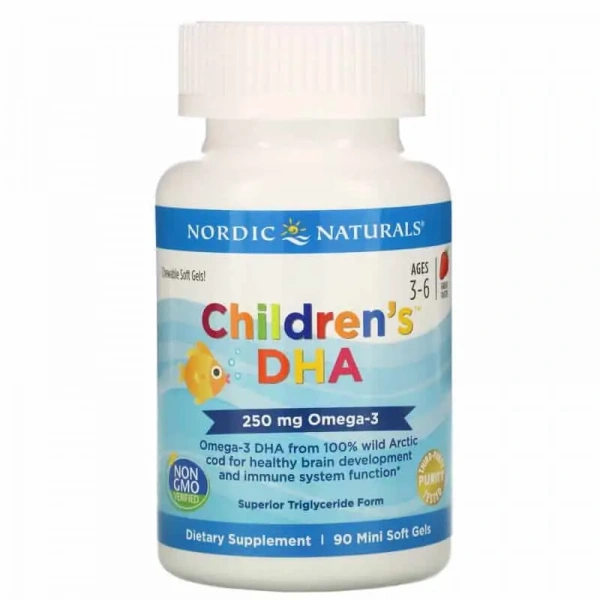 Nordic Naturals Children's DHA 250mg (Omega-3 for Kids) 90 Gel Caps Strawberry