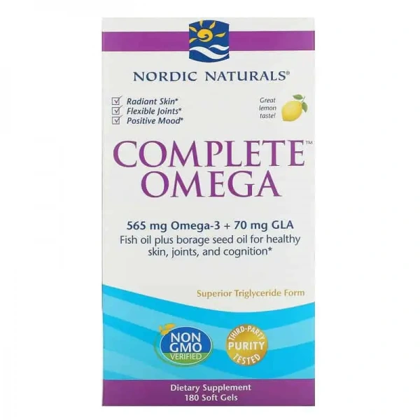 NORDIC NATURALS Complete Omega 565mg (Omega-3, EPA, DHA) 180 Softgels Lemon