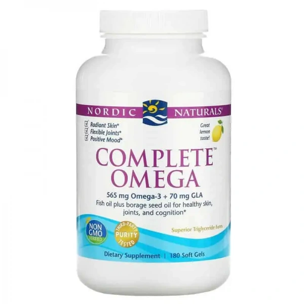 NORDIC NATURALS Complete Omega 565mg (Omega-3, EPA, DHA) 180 Softgels Lemon