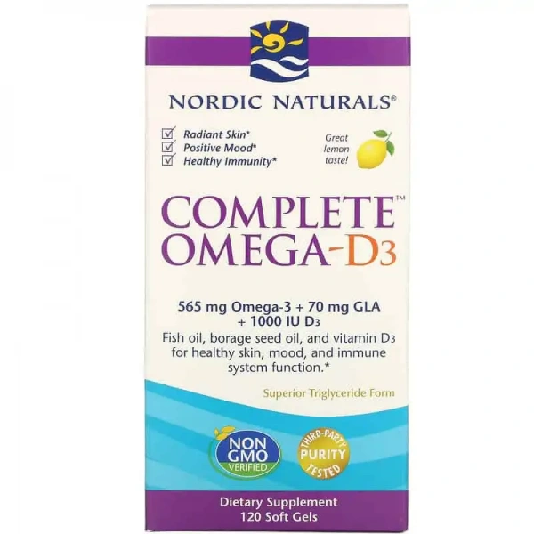 NORDIC NATURALS Complete Omega-D3 1000mg 120 Softgels Lemon