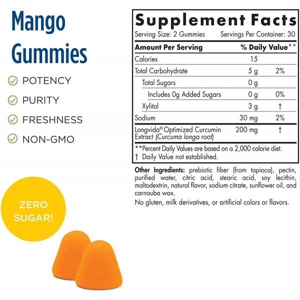NORDIC NATURALS Curcumin Gummies (Kurkuma, Stany zapalne) 60 Żelków Mango