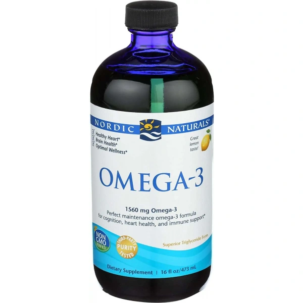 Nordic Naturals Omega-3 1560mg (EPA DHA Wsparcie Zdrowia Mózgu i Serca) 473ml Cytryna
