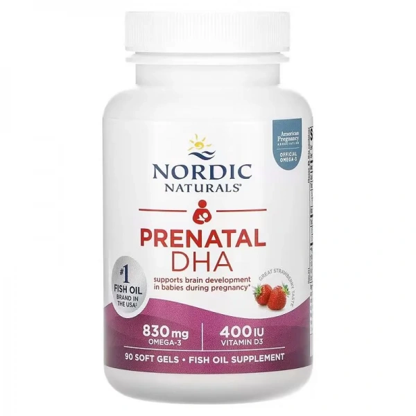 Nordic Naturals Prenatal DHA 830mg (Omega-3 with Vitamin D3) - 90 caps - Strawberry
