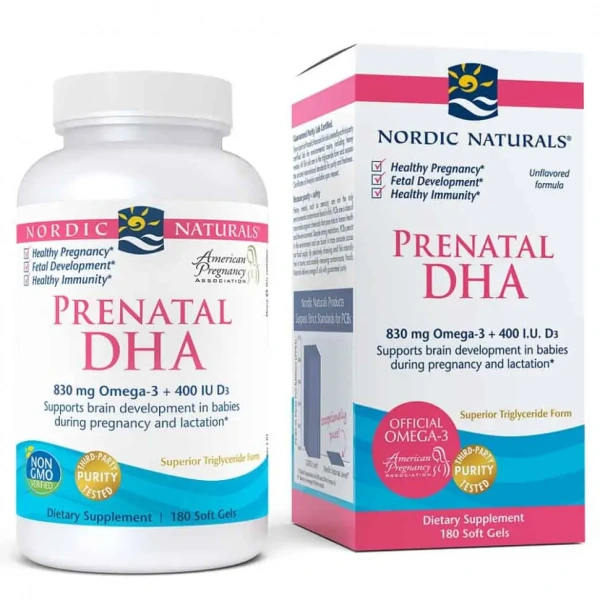 Nordic Naturals Prenatal DHA 830mg (Omega-3 with Vitamin D3) 180 softgels