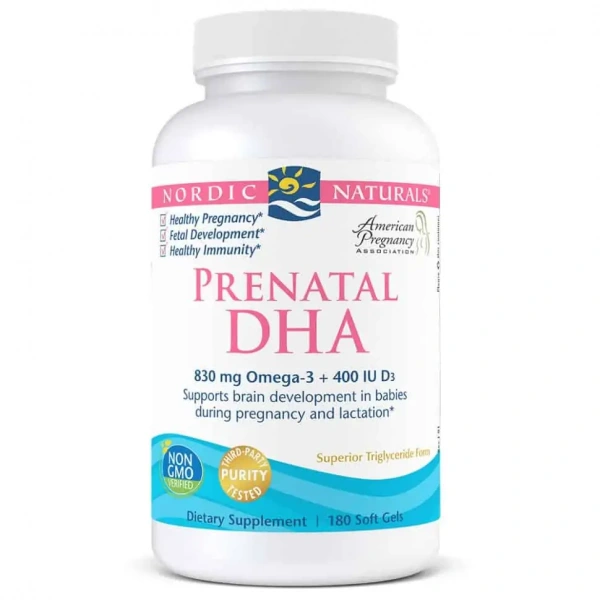 Nordic Naturals Prenatal DHA 830mg (Omega-3 with Vitamin D3) 180 softgels