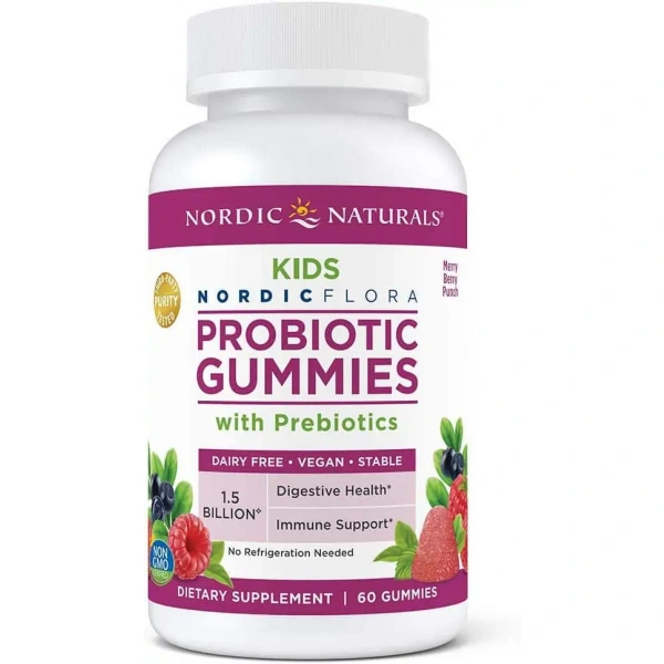 Nordic Naturals Probiotic Gummies KIDS (Probiotic + Prebiotic for Kids) 60 gummies - Berry Punch